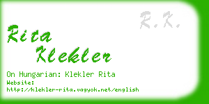 rita klekler business card